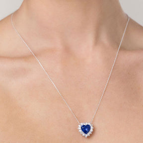 Gargantilla de corazón de plata de ley 925 maciza con circonita cúbica